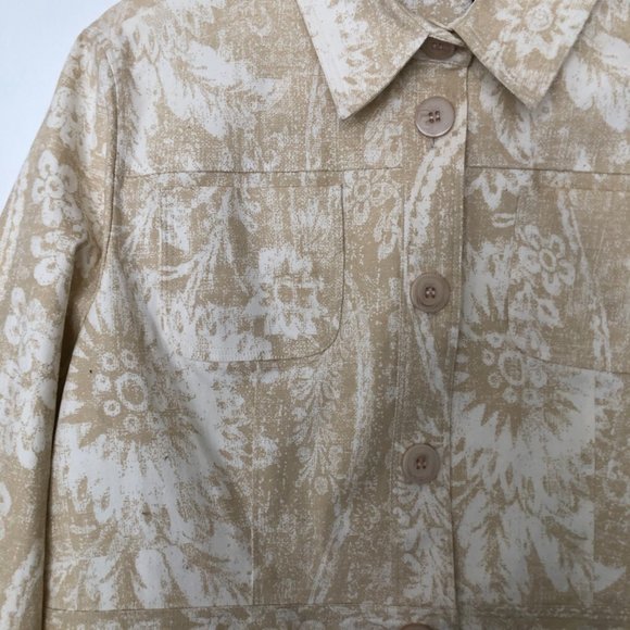 Khaki/white summer print crop jacket - Picture 2 of 2